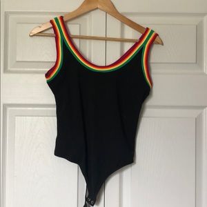 Rainbow stripped body suit